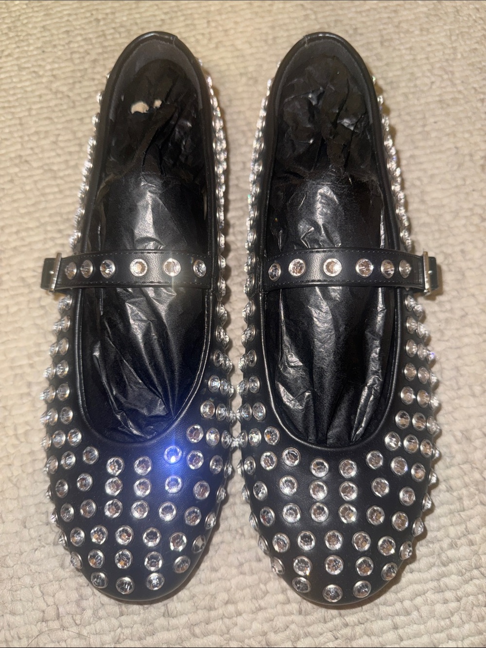 Nine West Black Studded Mary Jane Style Flats